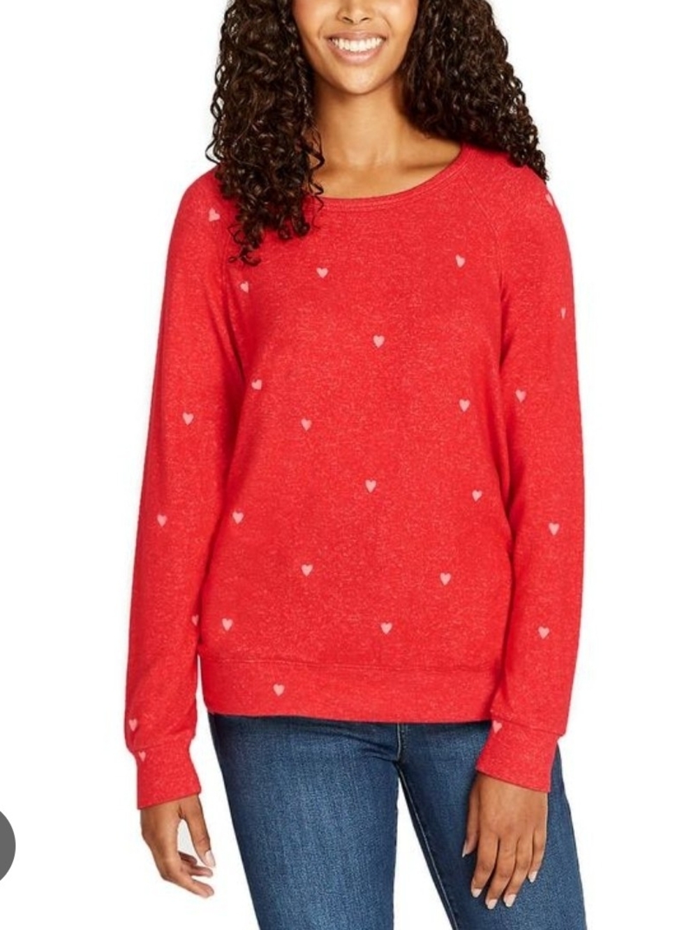 Buffalo David Bitton Red Heart-Print Scoopneck Sweater